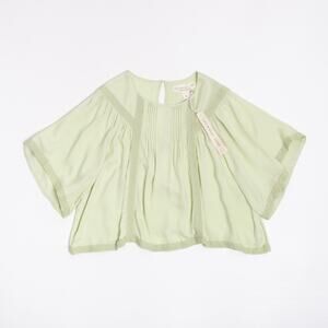 Saltwater Luxe Keyra Peasant Blouse Lace Trim Crop Top